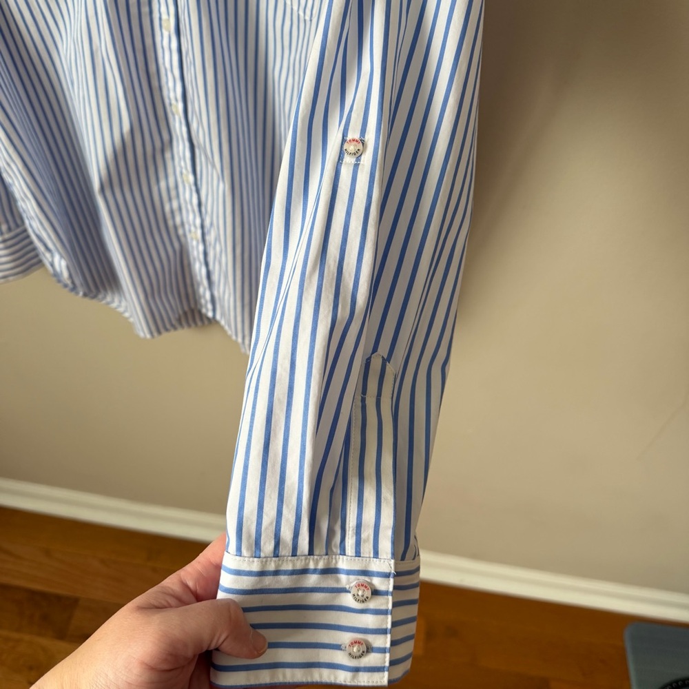 Tommy Hilfiger Women’s Cabana Striped Pleat-Back 100% Cotton Shirt XL - Picture 11 of 15